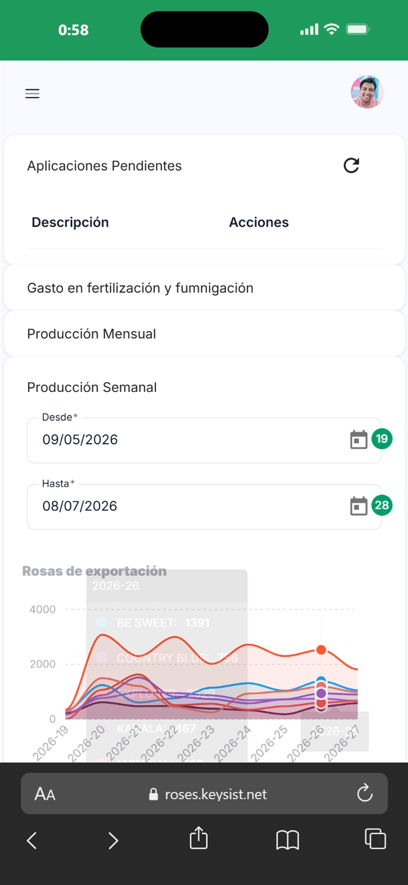 App de gestión de cultivo de rosas